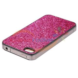 Pink Bling Case+Earphone+Privacy Guard For iPhone 4 s 4s 4th Gen 16G 