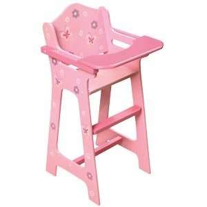   Basket Blossoms and Butterflies Doll High Chair, Pink, Wood (0114