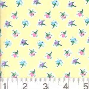  45 Wide Flannel Rosebuds Yellow Fabric By The Yard Arts 