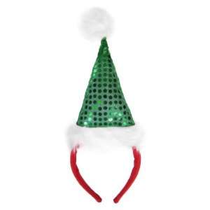 Green Sequin Santa Hat Headband ~ Christmas Xmas Costume 