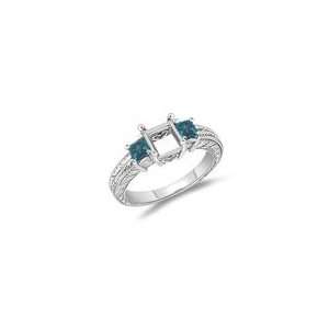  0.53 Cts Blue & White Diamond Ring Setting in 14K White 