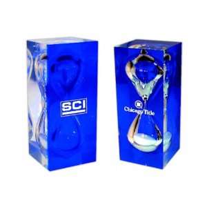 Acrylic 2 1/2 minute sand timer, Also make a paperweight., dense 