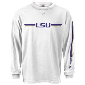  Nike LSU Tigers White Classic Long Sleeve T shirt Sports 