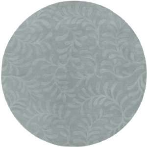  8 Round Bas Relief Flora Pale Blue Wool Area Throw Rug 