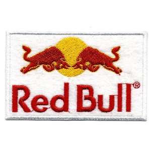  Red Bull White Logo Embroidered Iron On / Sew On Patch 