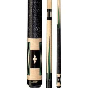 Joss Four African Black Wood and Green Veneer Points Pool Cue (weight 