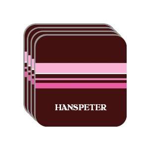 Personal Name Gift   HANSPETER Set of 4 Mini Mousepad Coasters (pink 