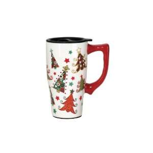  Spoontiques 12194 14 Ounce Ceramic Travel Mug   Christmas 