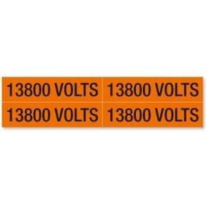  13800 Volts, Medium (1 1/8 x 4 1/2) Label, 4.5 x 1.125 
