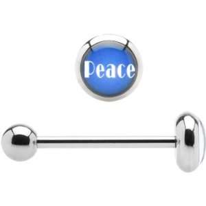  Stainless Steel Blue Peace Barbell Tongue Ring Jewelry