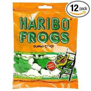  Haribo Gummi Candy, Frogs, 5 Ounce Bags (Pack of 12 