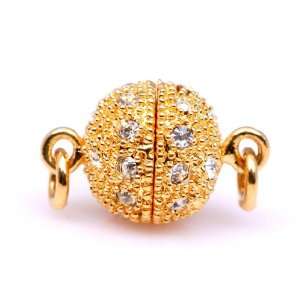 8mm 18K Yellow Gold Plated Round Pave Screw Clasps set with Swarovski 
