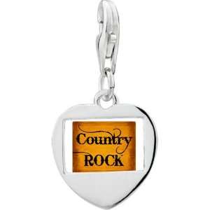   Silver Gold Plated Music Country Rock Letter Photo Heart Frame Charm