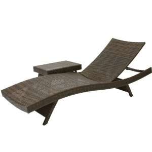  BEST 2 Outdoor Adjustable Lounges with Wicker Table Patio 