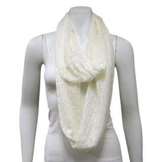  Winter White Thin Knit Circle Eternity Ring Scarf 