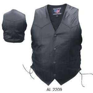   Goatskin Leather Vest w/ Double Stitching and Side Laces Automotive