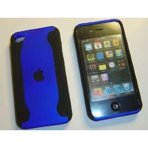 Apple iPhone 4 4S Dual 2 Tone Black / Deep Blue Hard Back Case Cover 