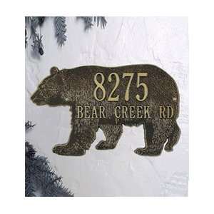  American Made Bear Silhouette Address Plaque In Cast 