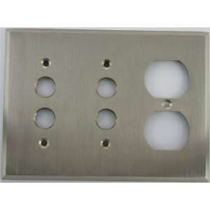  Satin Nickel 3 Gang Wall Plate   2 Push Button Switches 1 
