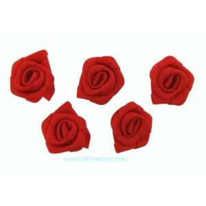  Mini Satin Rosette Flower in Red   12 Pieces Everything 
