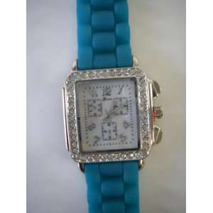  Ladies Chronograph Style Watch with Green Silicone Band 
