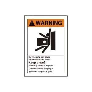 WARNING WARNING MOVING GATE CAN CAUSE SERIOUS INJURY OR DEATH Sign 