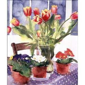  Richard Akerman   Tulips And Primulas Size 10x12 Poster 