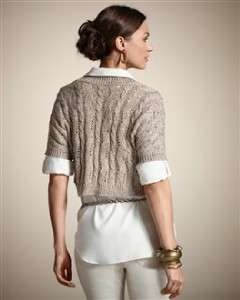 CHICOS Natural Zula Shimmer Short Sleeve Shrug Sweater 3 XL NWT $79 