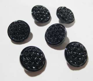 Vintage 6 Clothing Buttons Black Glass +  1930  