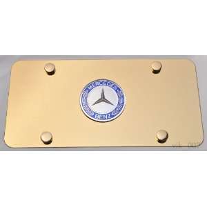  Mercedes Benz 3D logo on GOLD plated License Plate, NEW 