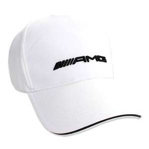 AMG/Mercedes Benz White Hat with Black Trim & Black AMG Logo~Men or 