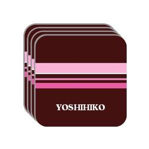 Personal Name Gift   YOSHIHIKO Set of 4 Mini Mousepad Coasters (pink 