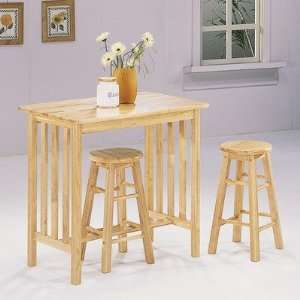  3 Piece Counter Height Bar Table Set in Natural