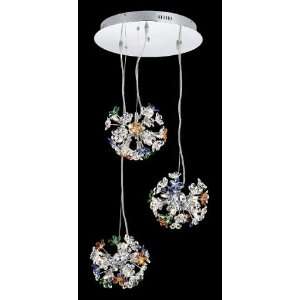 Nulco 123 3X11 Halogen 3x9 Light Round Cluster Crystal Flora Pendant 