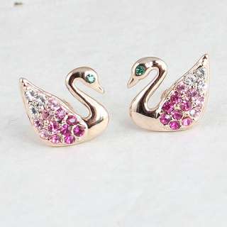 Miss 18K GP Swan Earrings use Swarovski Crystal 02 0251  