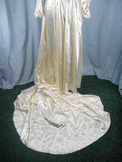 Vintage 1930s 1940s Satin Wedding Dress Gown  