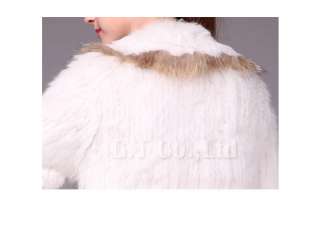 0442 Winter Rabbit fur white Coat Jacket overcoat garment outwear 