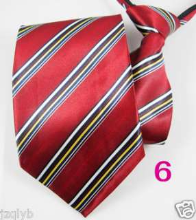 Stripe dress mens ties zipper zip up necktie Pink  