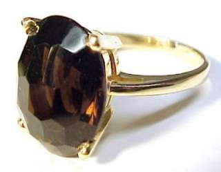 8ct Smoky Topaz / 14KT Solid Yellow Gold Ring Sz 7.75  