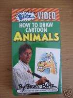How To Draw Cartoon Animals by Bruce Blitz VHS ~ NEW  