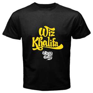 Wiz Khalifa Black and White Rapper Mens Black T Shirt  