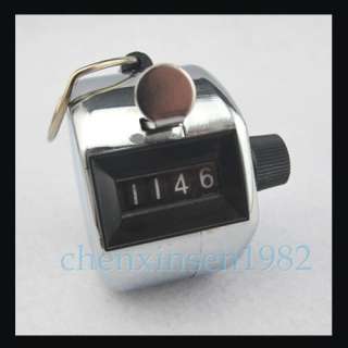 Stainless Steel Chrome Hand Tally Counter 4 Digit Number Clicker Golf 