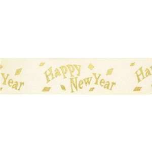  CitiRibbon Happy New Year 7/8 (25 yds) Ivory Health 