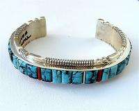 Navajo Tommy Francisco Turquoise Corn Row Bracelet Sz 8  