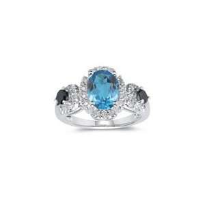  0.47 Ct Black & 2.03 Cts Swiss Blue Topaz Ring in 14K 