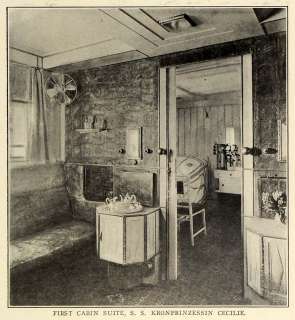 1909 Print North German Lloyd SS Kronprinzessin Cecilie Ocean Liner 