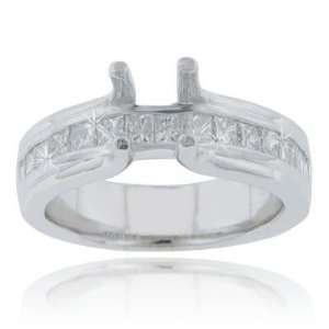  1.50 ct TTW Ladys Princess Cut Diamond Semi Mount Ring In 