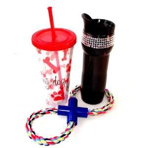   Free, Red I Love My Dog Double Walled Acrylic Tumbler with Lid & Straw