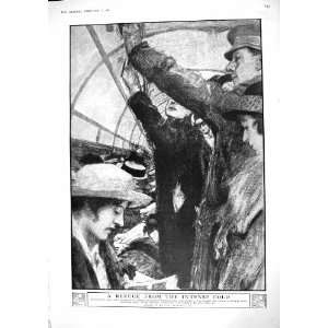  1917 UNDERGROUND TRAIN LONDON COLD WEATHER PASSENGERS 