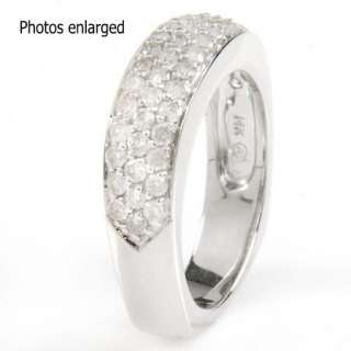 New triple row diamond pave ring in 14k white gold